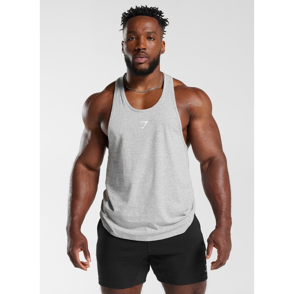 Gymshark Critical 2.0 Stringer Men Medium Grey Racerback Tank Top Athleisure
